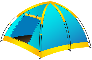 a blue tent